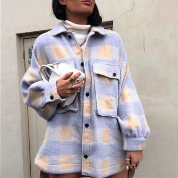 NEW Plaid Oversized Flannel shirt Jacket Shacket size small - Picture 4 of 8